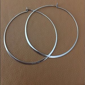 Michael Kors Slender Silver Tone Hoop Earrings